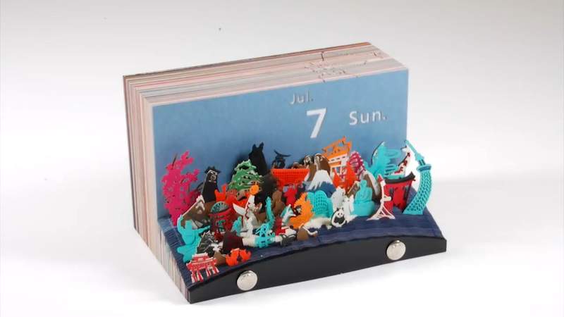 日本纸雕模型日历 每天撕掉一张欣赏美景特色