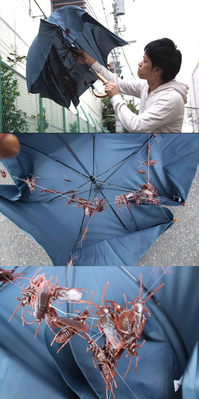 【捕鱼王】雨伞防盗最新对策 雨伞黏个小强吓到你软脚