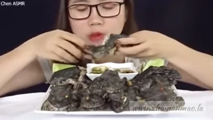 油管一越南女子生食青蛙被传疯！ 酱油蟹已经out啦～